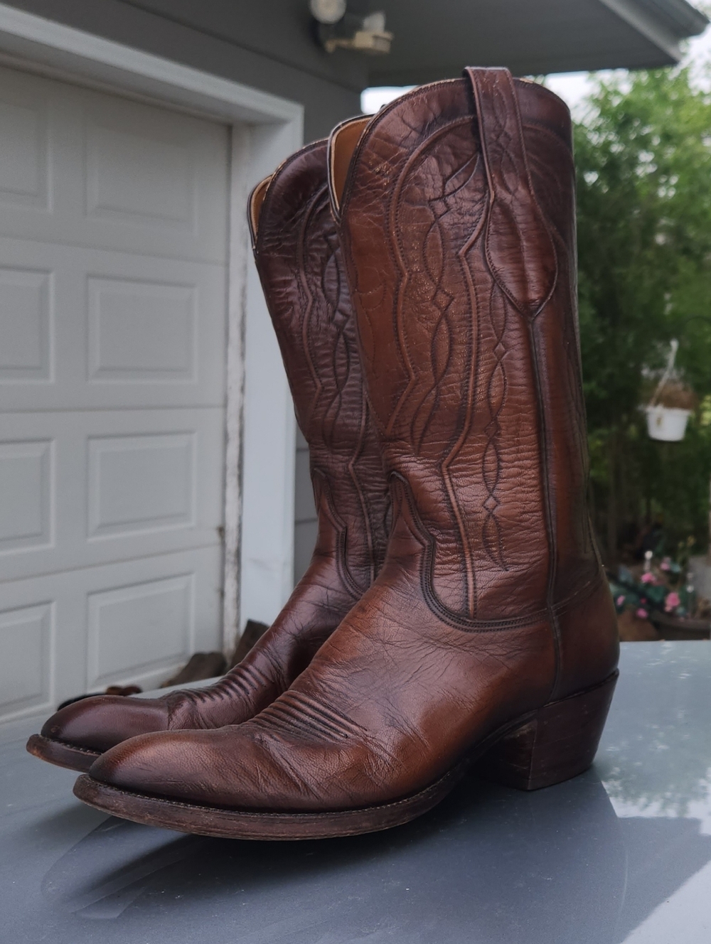 Lucchese Classic Brown Leather Western Boots - Men's Cowboy Boot Sz 9.5D